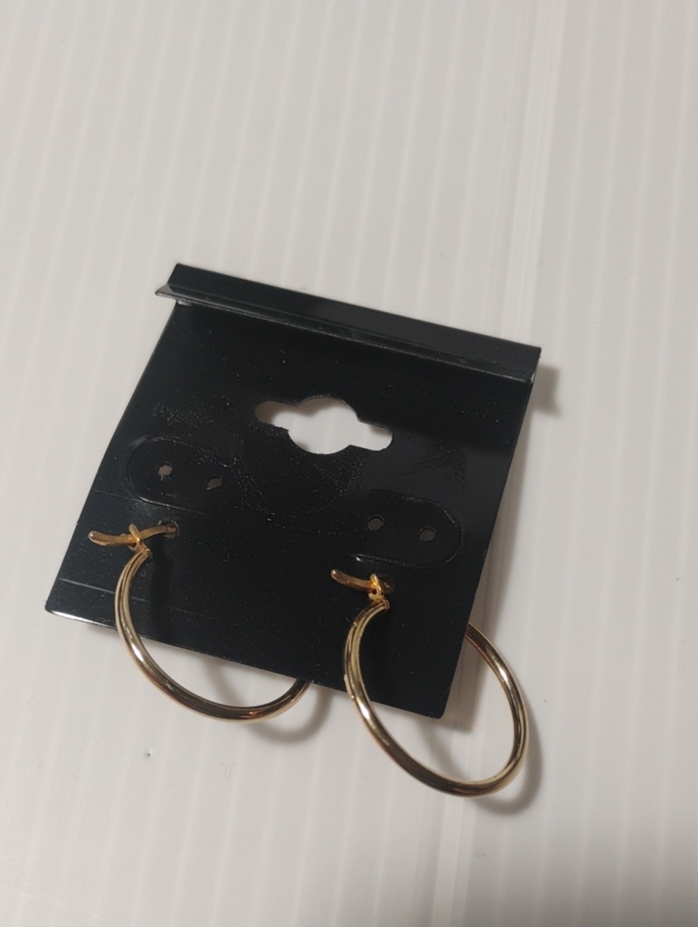 Gold Tone Hoop Earrings - Classic Small Hoops. - Picture 2 of 2